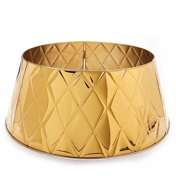 WINTER WONDER LANE 26in Gold Diamond Metal Tree Collar Chic Christmas Decor NEW - Picture 1 of 4